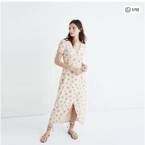 Madewell Women’s Size 0 Field Bouquet Floral Wrap 100%  Silk Maxi Dress